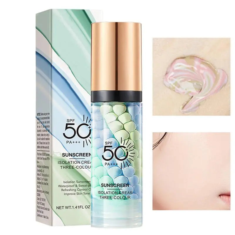 3color Sunscreen Isolation Cream Anti-UV Moisturizing Makeup Primer Face Contour Concealer Base Cream Brighten Even Skin Color