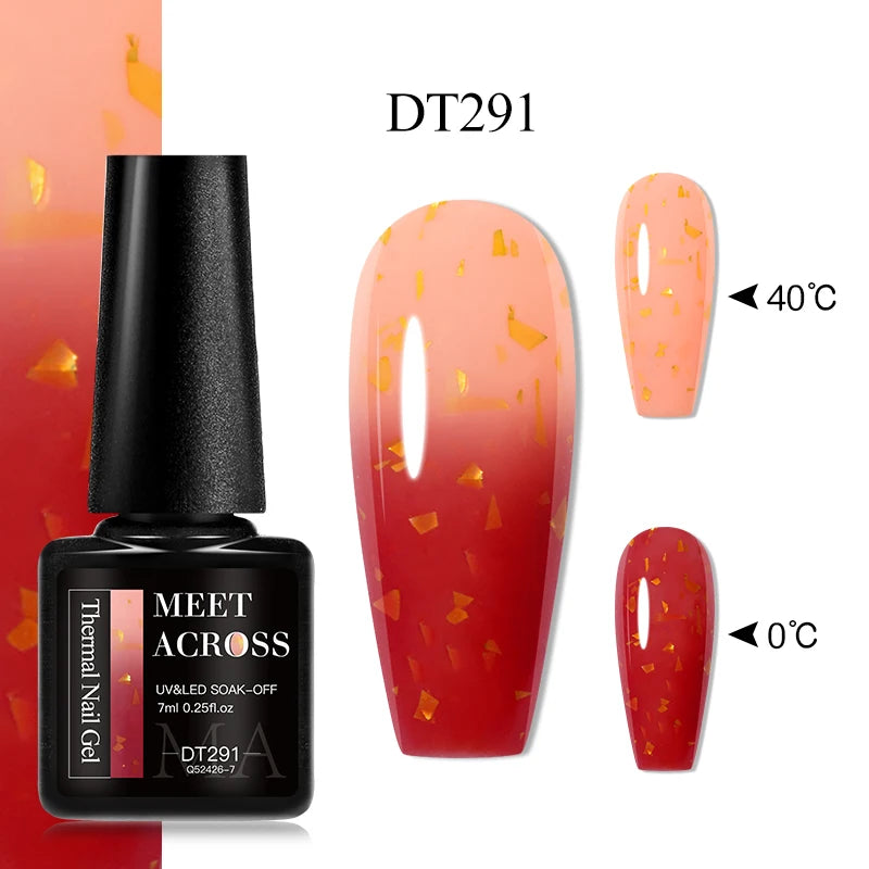 MEET ACROSS 7ml Eggshell Thermal Gel Nail Polish Temperature Changing Gradient Nail Art Varnish Winter Soak Off Gel For Nails