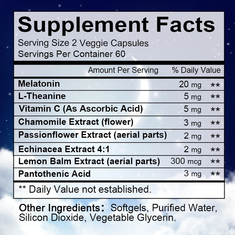 Daitea Super Melatonin Capsules-40mg Contain Vitamin C, Help You Fall Asleep Faster, Relieve Insomnia and Improve Sleep Quality