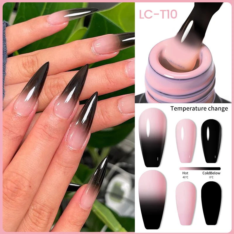 LILYCUTE 7ML Auroras Glitter Thermal Gel Nail Polish Temperature Color Changing Semi Permanent Soak Off Nail Art UV Gel Varnish