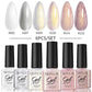 LILYCUE 6Pcs/Set Red Nude Glitter Gel Nail Polish Gorgeous Full Coverage Soak Off UV Gel Nail Art Base Top Coat Gel Polish Kits