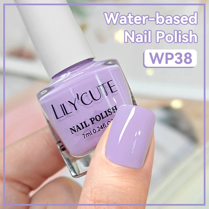 LILYCUTE 7ml Water-Based Nail Polish 40 Colors Long Lasting Quick Drying No Need of Lamp to Cure Nail Supplies For Nail Manicure