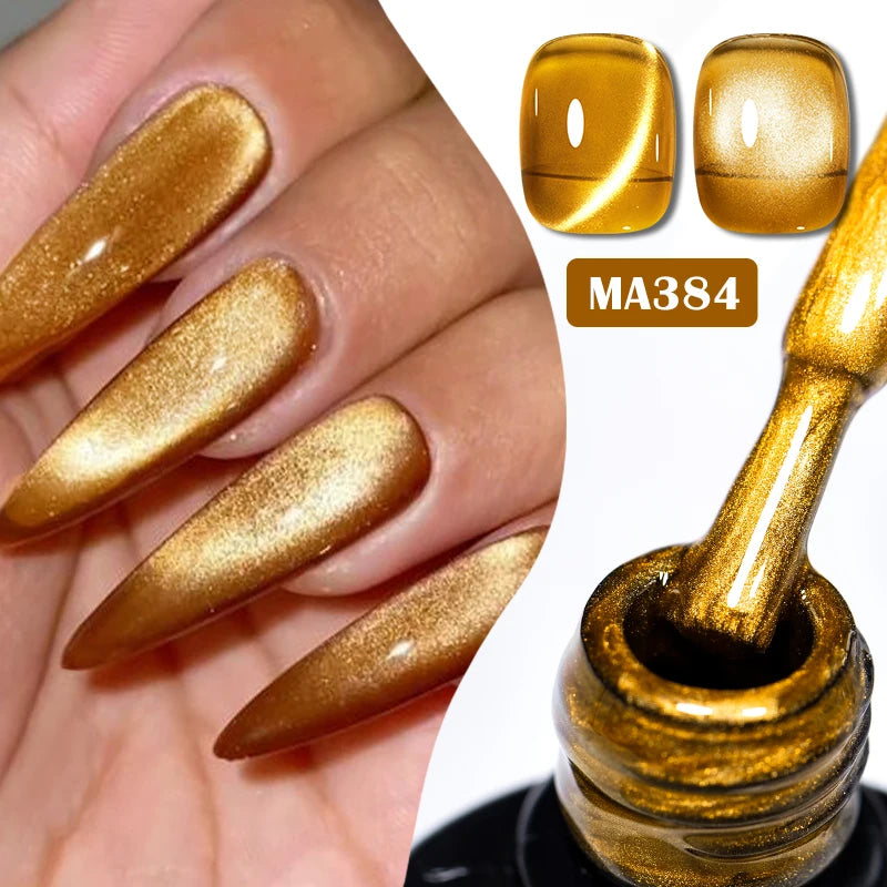 MEET ACROSS 7ml Golden Cat Magnetic Gel Nail Polish Dark Brown Red Green Christmas Nail Art Varnish Winter Autumn For Nails