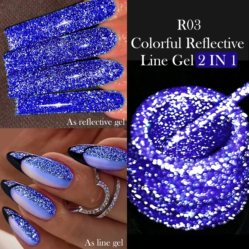 LILYCUTE 5ml Line Art Gel Nail Polish Gold Silver DIY Drawing Gel Reflective Glitter Design Semi Permanent Painting Gel Varnish