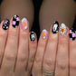 24pcs Halloween Press on Nails Sweet & Cool Jack-o'-Lantern Fake Nail Short Almond Cute & Cuddly Ghost False Nail for Women&Girl