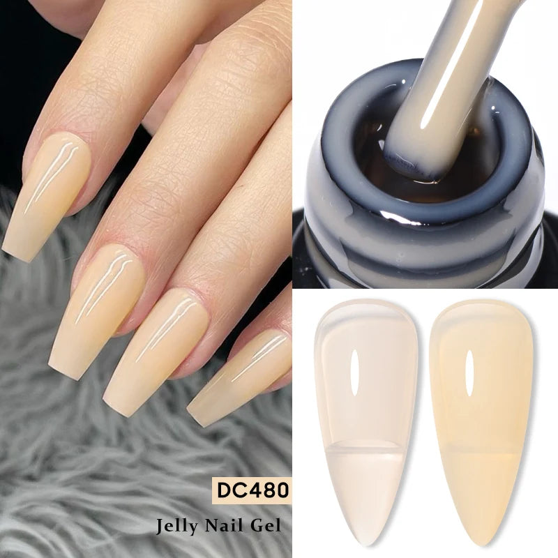 7ML Jelly Gel Nail Polish Black Crystal Translucent Dull Color Nail Art Gel Semi Permanent Varnish Soak Off UV LED Gel Polish
