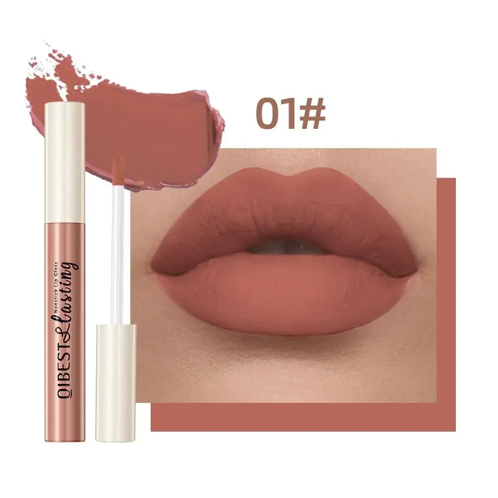 Nude Matte Lip Gloss 24 Colors Long-lasting Velvet Lipstick Waterproof Non-stick Cup Sexy Red Dark Lip Tint Makeup Cosmetic