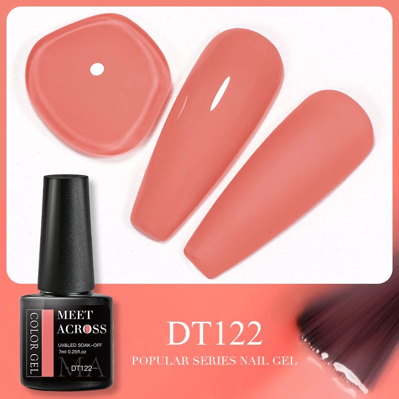 MEET ACROSS 7ml 140 Colors Glitter Gel Nail Polish Fluorescent Laser Semi Permanent Soak Off Nail Art UV Gel Varnish Manicure
