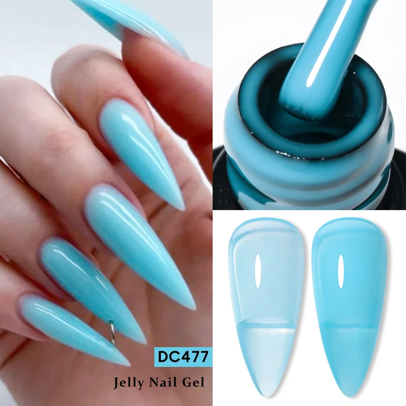 7ML Jelly Gel Nail Polish Black Crystal Translucent Dull Color Nail Art Gel Semi Permanent Varnish Soak Off UV LED Gel Polish