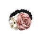 Hair Ties Korean Faux Pearl Fabric Rose Flower Scrunchie Wide Rubber Band For Women Girls Thick Hair Thin Hair Accessories