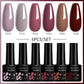 LILYCUE 6Pcs/Set Red Nude Glitter Gel Nail Polish Gorgeous Full Coverage Soak Off UV Gel Nail Art Base Top Coat Gel Polish Kits