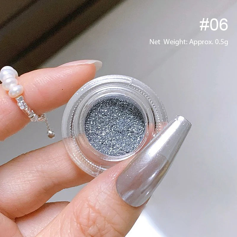 NICOLE DIARY 5g Aurora Pearl White Pink Nail Powder Pigments Metallic Rubbing Dust Moonlight Effect Nail Arts Decoration