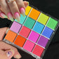 16-Grid 16 Color Solid Rubbing Powder Palette for Nail Art DIY Gradient Smudge Pat-pat Powder Nail Art Manicure Gradient Pigment