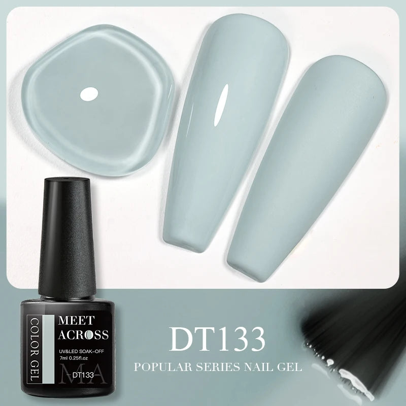 MEET ACROSS 7ml 140 Colors Glitter Gel Nail Polish Fluorescent Laser Semi Permanent Soak Off Nail Art UV Gel Varnish Manicure