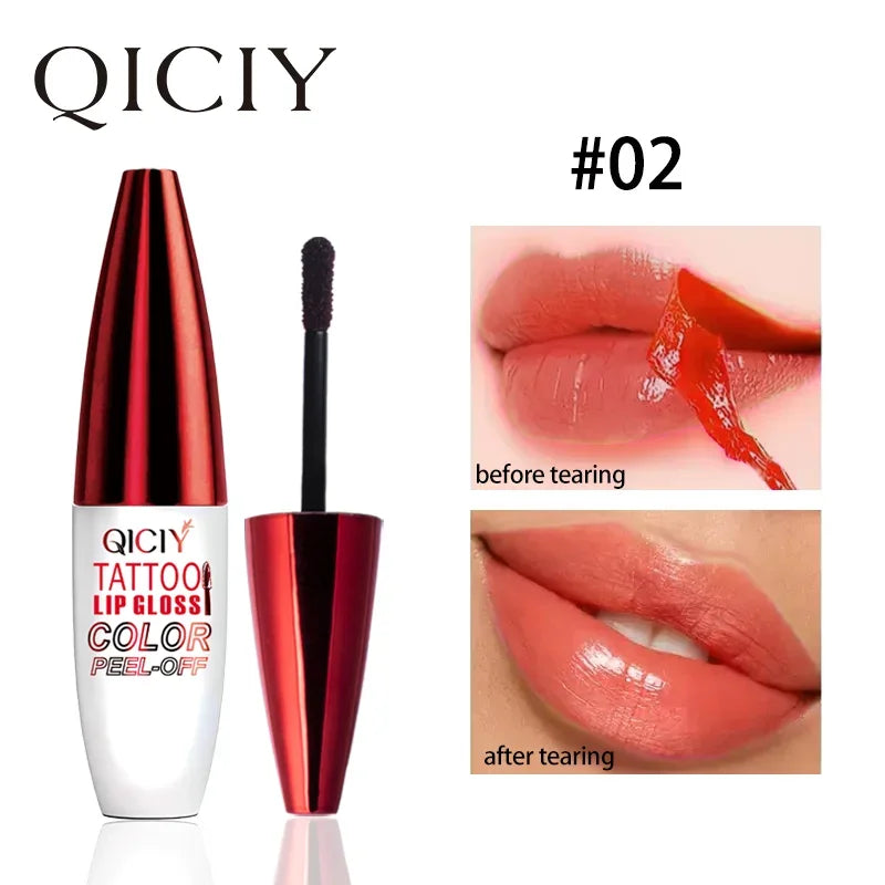 Peel Off Lip Gloss Matte Outline Contour Tattoo Lip Stain Waterproof Transfer Resistant Tear Off Natural Rose Pink Lip Tint