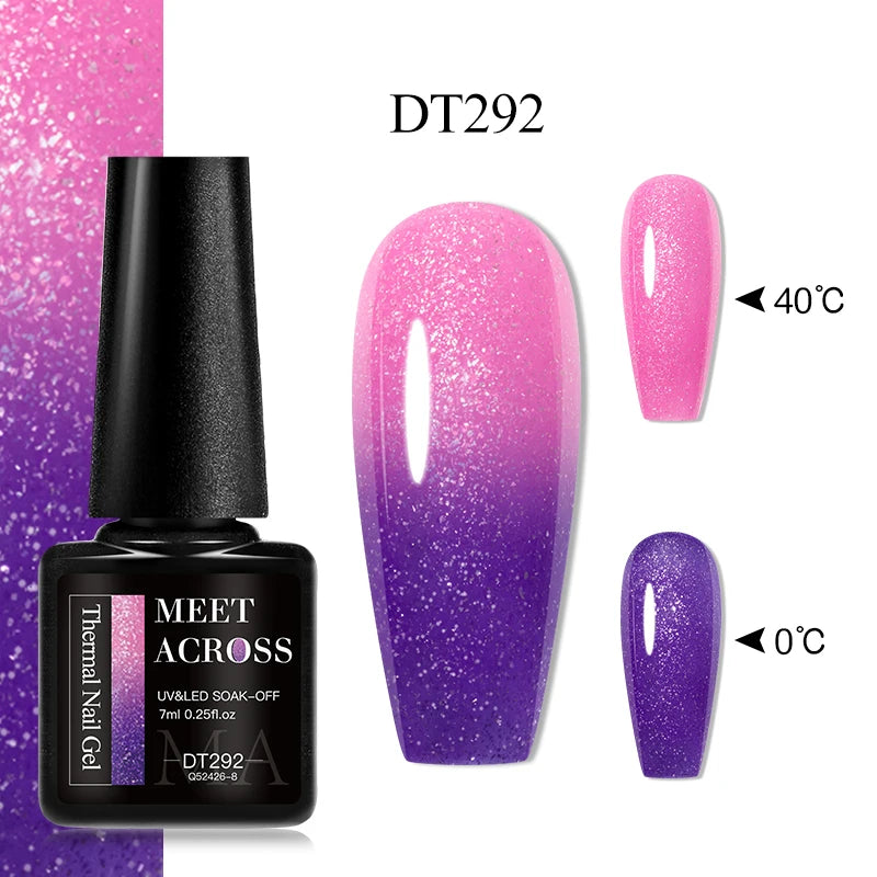 MEET ACROSS 7ml Eggshell Thermal Gel Nail Polish Temperature Changing Gradient Nail Art Varnish Winter Soak Off Gel For Nails