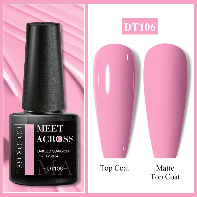 MEET ACROSS 7ml Black White Red Gel Nail Polish Glitter Semi Permanent Nail Supplies Gel Vernis for All-Season Nails Design