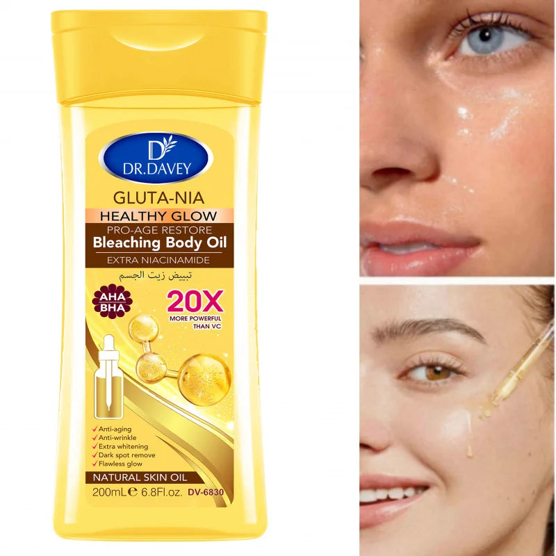 200ml DR.DAVEY GLUTA NIA Body OilSkin care oil moisturizes and nourishes skin large capacity full body essential oil
