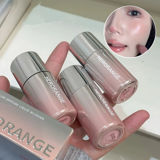 Herorange Liquid Blush Stick with Sponge Tip – Waterproof, Long-Lasting Color for Lips & Cheeks, Brightening Makeup