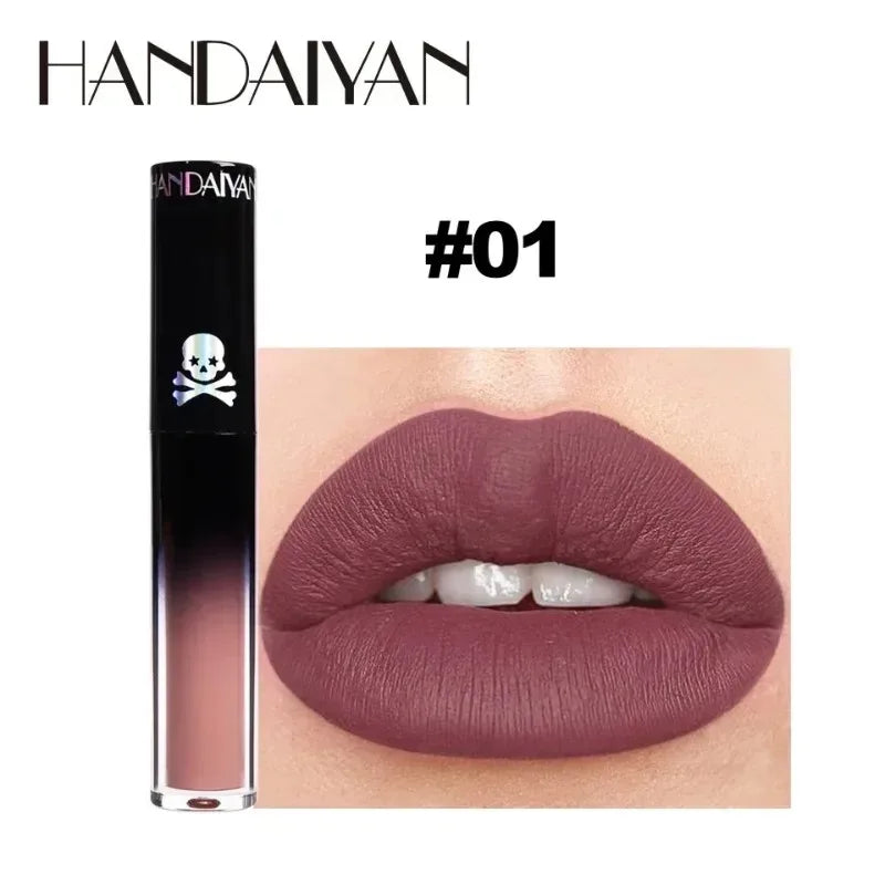 Matte Black Liquid Lipstick Waterproof Long Lasting Lip Gloss Tint Sexy Red Brown Metallic Lipstick Halloween Makeup Cosmetics
