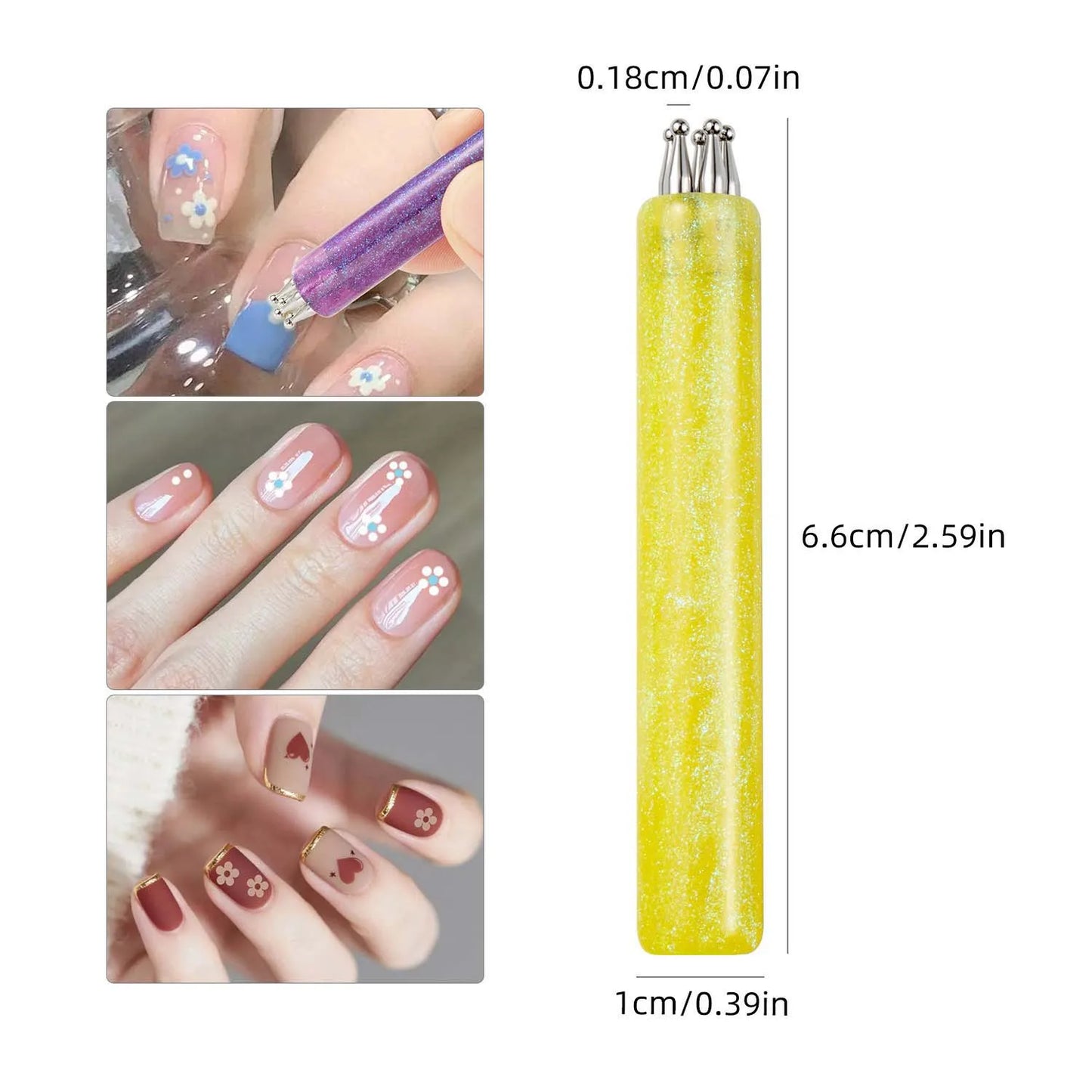 Multi-purpose 5 Petal Flower Nail Dotting Pen Nail Art Acrylic Flower Nail Rhinestones Pen Marbleizing Draw Painting Pens Tools