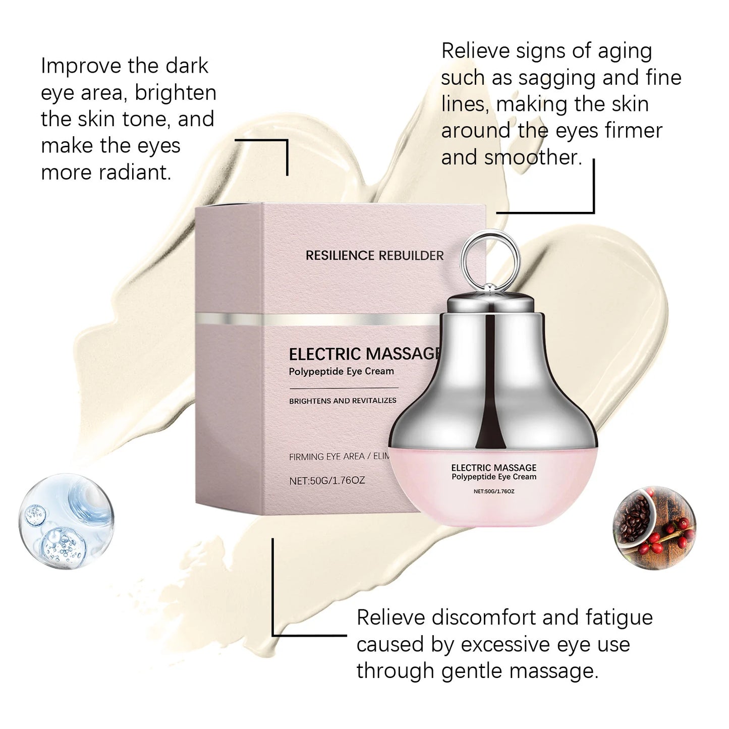Electric Massage Eye Cream Reduce Swelling Anti Wrinkles Fades Fine Lines Deep Nourishing Brightening Firming Lifting Eye Cream