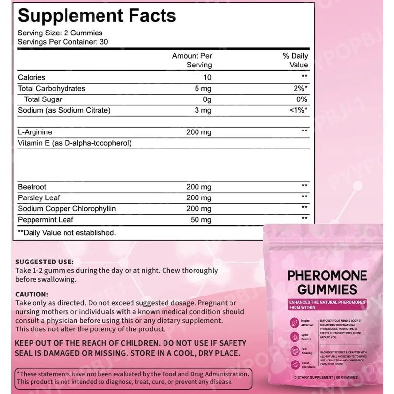 Strawberry Flavor Heart-shaped Pheromone Gummies for Women's Health Feminine Balance Gummies Daily Nutrient Support 60 Gummies