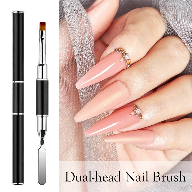 1PC Dual Ended Nail Art Painting Brush Acrylic UV Gel Extension Builder Handle Pattern Coating Drawing Pen DIY Manicure Tools