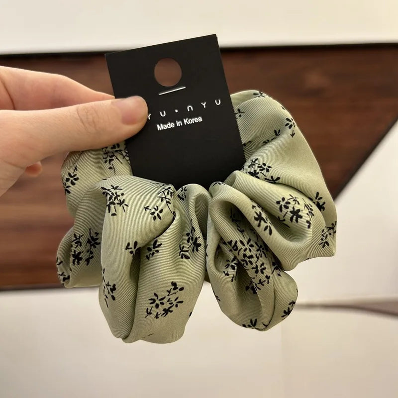 korea fashion Leopard print oversized scrunchie for women elastic big hair tie girls black hair rubber bands Retro hair rope