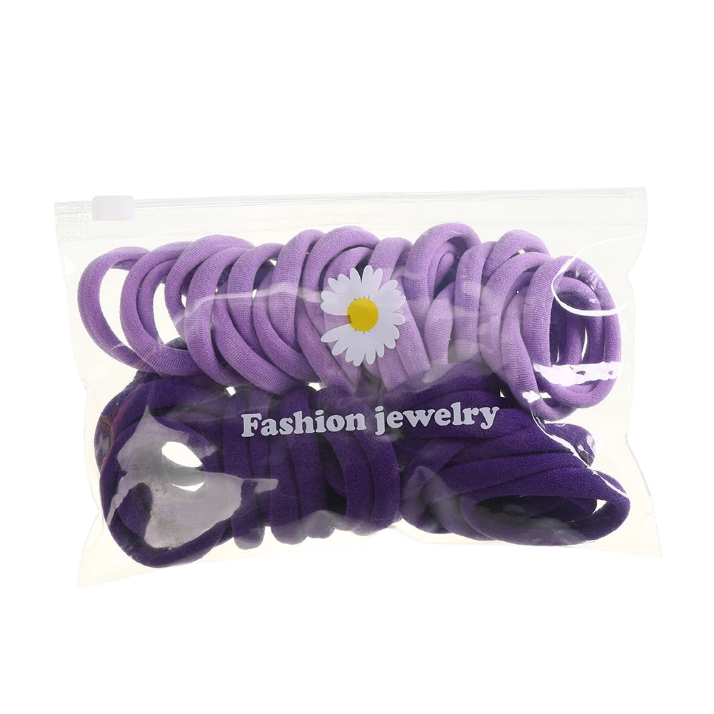 AWAYTR 50PCS/Set Girls Hair Band Hairbands Hair Accessories For Woman Kids Ponytail Holder Elastic Scrunchies Rubber Bands