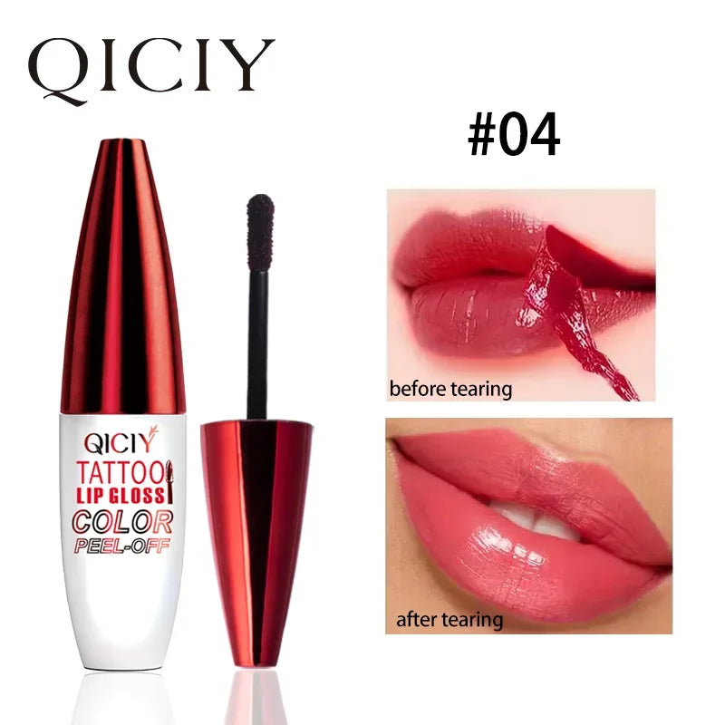 Peel Off Lip Gloss Matte Outline Contour Tattoo Lip Stain Waterproof Transfer Resistant Tear Off Natural Rose Pink Lip Tint