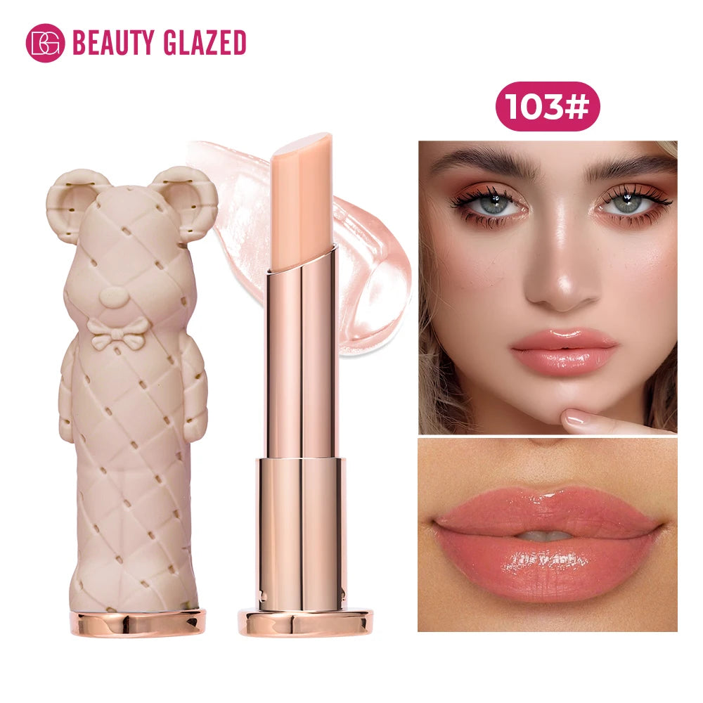 Beauty Glazed Bear Moisturizing Lipstick – Colored Lip Balm, Nourishing Lipstick, Easy-to-Apply Watery Lip Makeup
