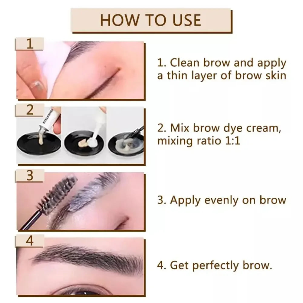 15-Minute Fast Henna Eyebrow & Eyelash Dye Tint Gel – Professional Easy-Use Brown & Black Cream Kit for Long-Lasting Color