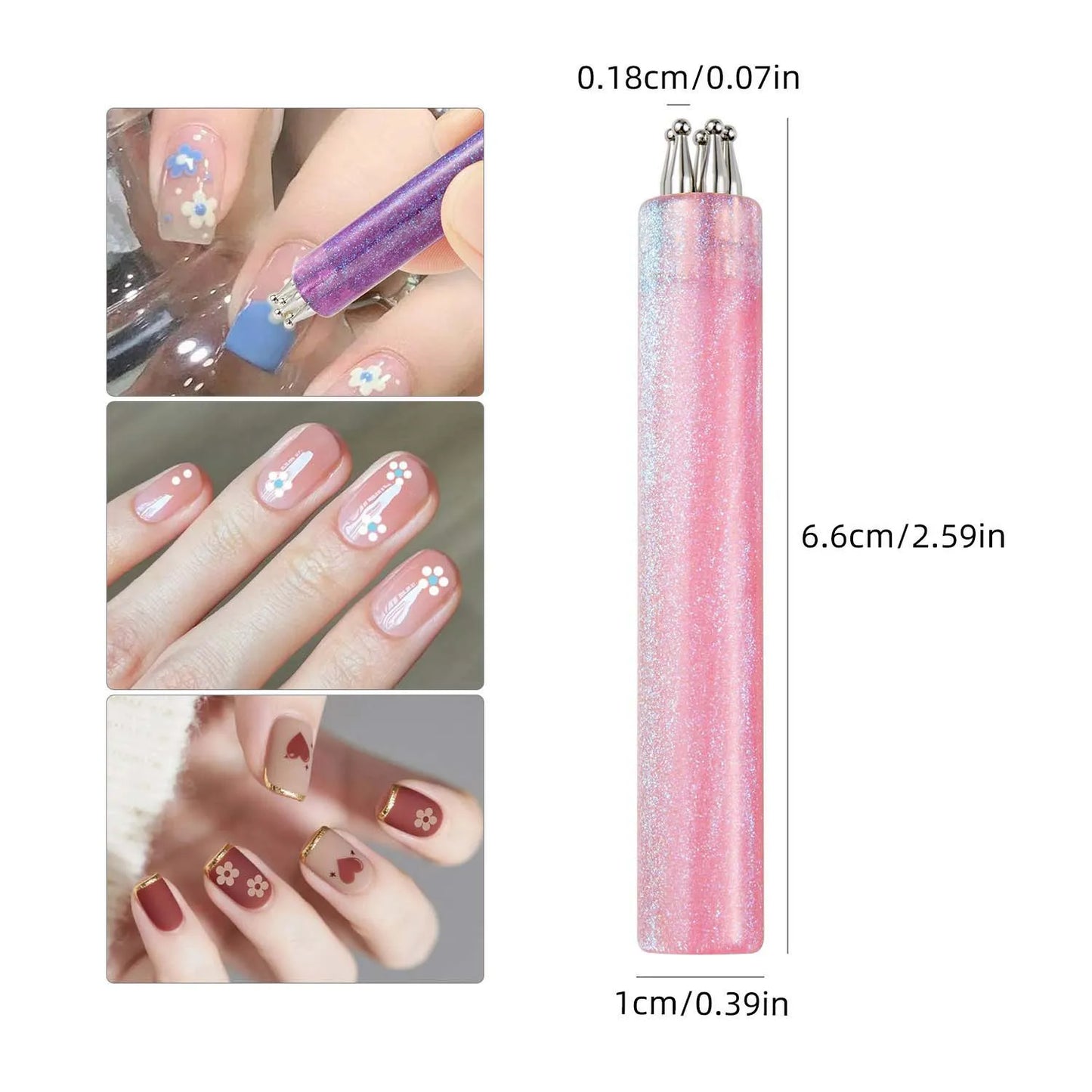 Multi-purpose 5 Petal Flower Nail Dotting Pen Nail Art Acrylic Flower Nail Rhinestones Pen Marbleizing Draw Painting Pens Tools