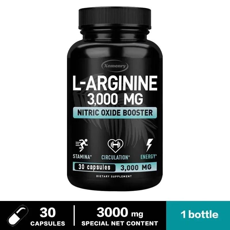 L-Arginine Supplement Boost Endurance -Increase for Energy, Strength,Vascular and Endurance Support During Exercise | Muscle Mas