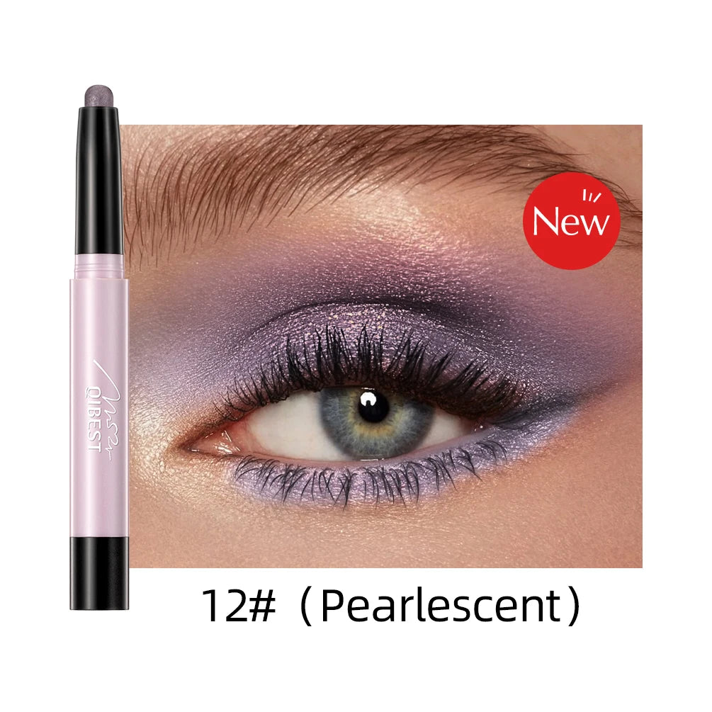 QIBEST 12 Colors Eyeshadow Sticker Cosmetics Shadows Pencil Eyeliner Highlighter Shimmer Pigment Professional Female Makeup