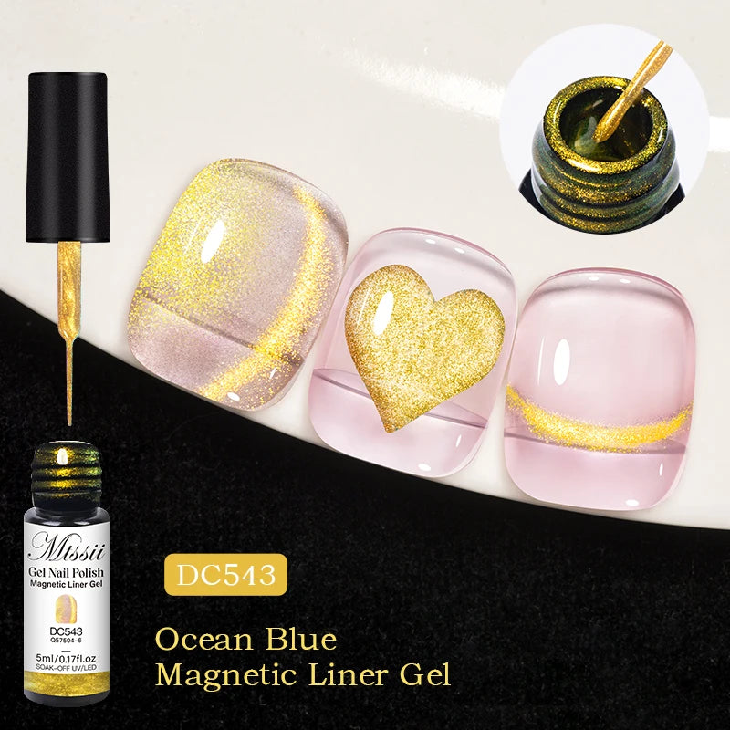 7ml Sparkling Glass Bead Cat Magnetic Gel Nail Polish Flash Black Spar Red Color Semi Permanent Soak Off UV Summer Gel Varnish