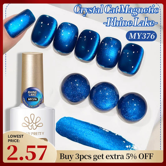 BORN PRETTY 10ml Rhine Lake Blue Cat Magnetic Gel Dark Blue Glitter Soak Off UV Gel Nail Art Varnish Manicure Nail Art Salon