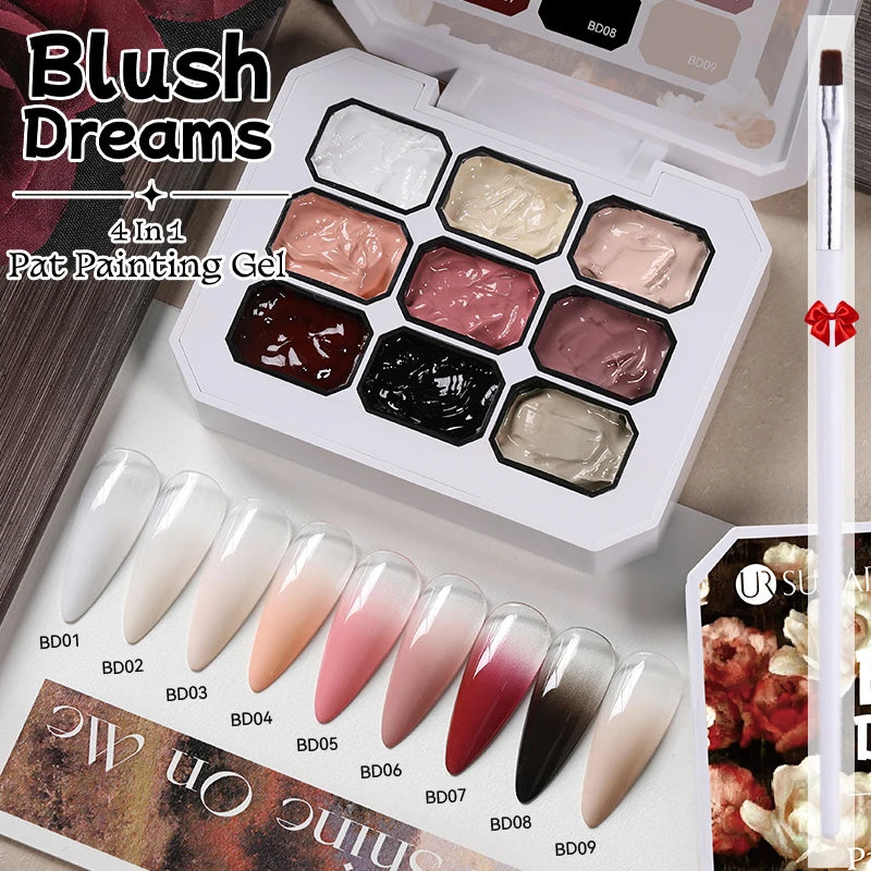 UR SUGAR 4IN1 Pat Ombre Gel Nail Polish Easy Gradient Painting Gel for DIY French Nail Manicure Solid UV Varnishes Paint Art Gel