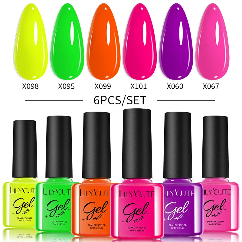 LILYCUTE 6PCs/Set Gel Nail Polish Set Kit Glitter Nail Gel Sequin Vernis Semi Permanent For Manicure Varnish UV LED Nail Art Gel