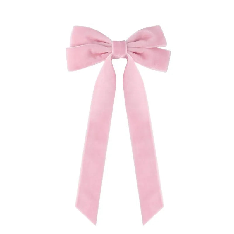 2025 Korea Elegant Long Ribbon Velvet Bow Hairpins Women Girls Hair Clips Pin Barrettes Accessories Hairclip Headdress Headwear