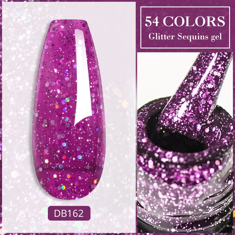 Mtssii 7ml Glitter Rubber Base Gel Polish Gold Sequins Pink White Base Gel Top Coat Soak Off UV LED Nail Art Varnish Manicure