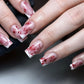 24pcs Halloween Blood French Fake Nail Tips Sweet Cool Bat Skeleton Pattern Round Almond Press on Nails Spider Web False Nail