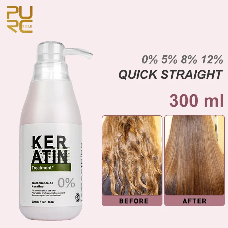 PURC 300ML Professional Keratin Hair Treatment Smoothing Repairing Frizz Curly Hair Straightening Brazilian Keratin Hair Care