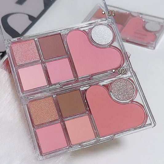 Six-color eyeshadow light shadow integrated eyeshadow palette, matte pearlescent pink, long-lasting makeup, pure desire