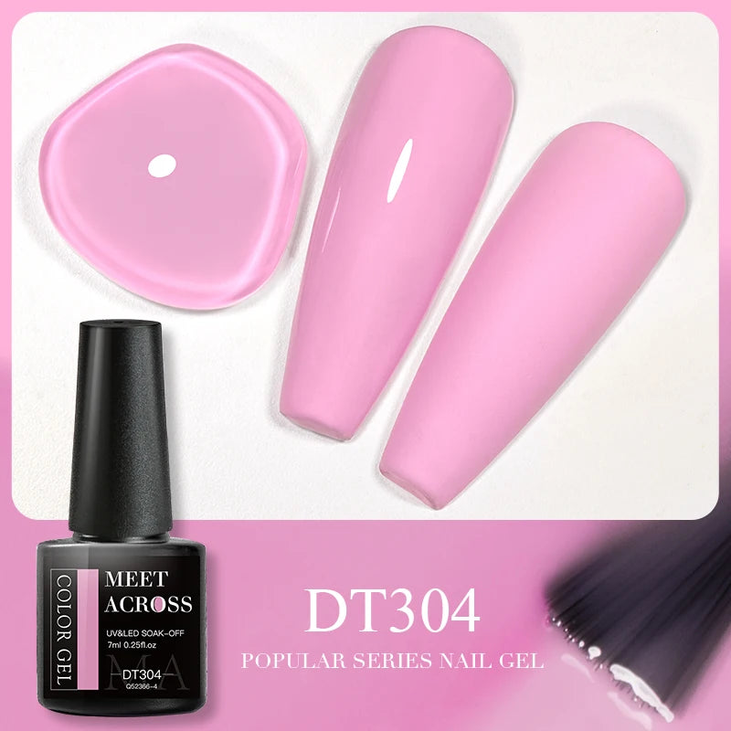 MEET ACROSS 7ml 140 Colors Glitter Gel Nail Polish Fluorescent Laser Semi Permanent Soak Off Nail Art UV Gel Varnish Manicure
