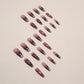 24pcs Glitter Pink Sequins Fake Nails 2025 Halloween Scary Skull Love Print False Nails Wearable European Ballet Press on Nails