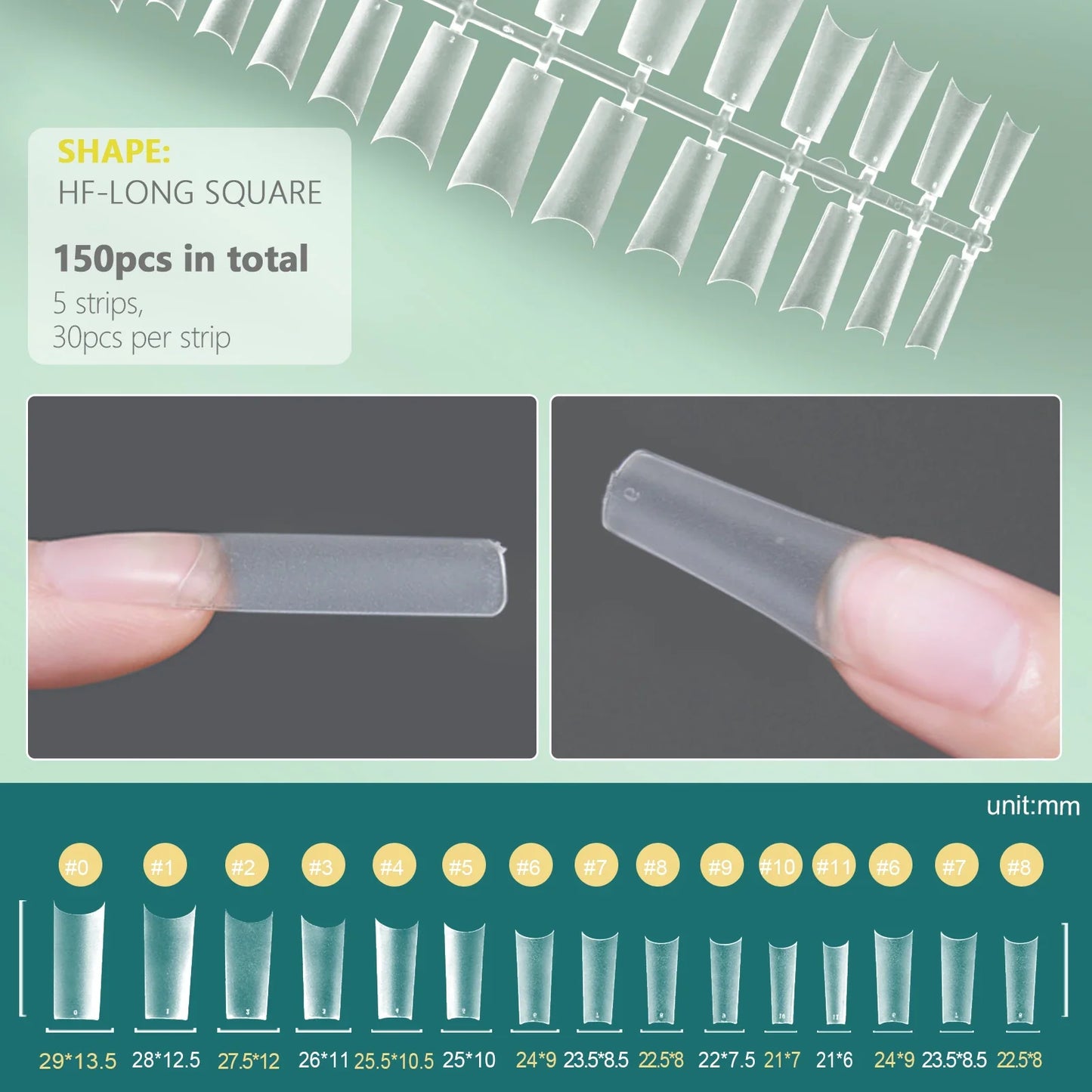 NAILPOP 150pcs Half Cover Short Fake Nail Tips Full Cover 15 Sizes for Nail Extension No C Curve False Nails Art Home DIY Salon