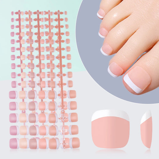 Nailpop 150Pcs Toe Nail Tips Short French Tip Press On Toenails Pink Soft Gel Toe Nail Tips Soak Off Fake Toe Nail Extensions