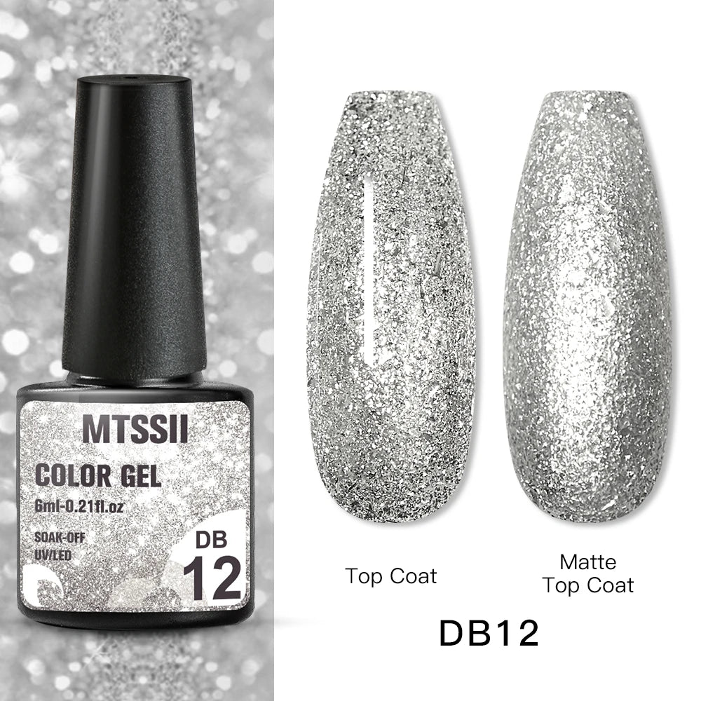 Mtssii 6ML Reflective Gel Nail Polish Shiny 14 Colors Semi-permanent UV Gel varnish Hybrid Nail Polish for Nail Art Manicure